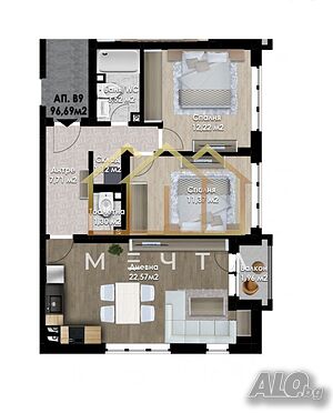 3 стаен с АКТ16 2-Bedroom 97 sq. m. Brick 2026 y. 3 floor Not last | Apartments | Yuzhen Plovdiv
