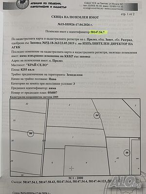 Публична продан от ЧСИ на Земеделска земя в с. Прелез с. Прелез, местност: ”КРАЙ СЕЛО” Agricultural land 8255 sq. m. | Agricultural land, Orchards, Vineyards, Forests | Prelez