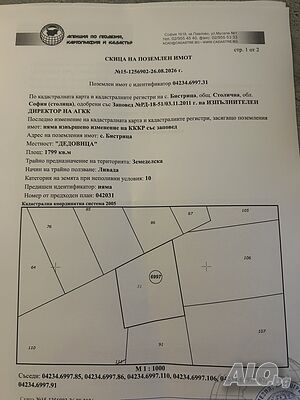 Зем. имот в с. Бистрица, м. Дедовица Sale 1799 sq. m. Not regulated Without electricity Without water | Land for development, Investment projects | Дедовица Bistritsa