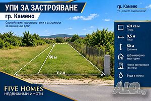 УПИ за ниско застрояване в гр. Камено - 491 кв. м Sale 491 sq. m. Regulated (RLE) Without electricity Own water source | Land for development, Investment projects | Kameno