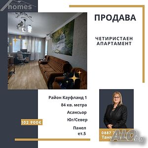 Продава четиристаен апартамент в близост до Кауфланд 1 Large 84 sq. m. Panel 1980 y. 5 floor Not last | Apartments | Кауфланд 1 Stara Zagora
