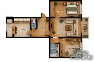 3 стаен Дружба 1 2-Bedroom 80 sq. m. Panel 1982 y. 3 floor Not last | Apartments | Druzhba 1 Sofia