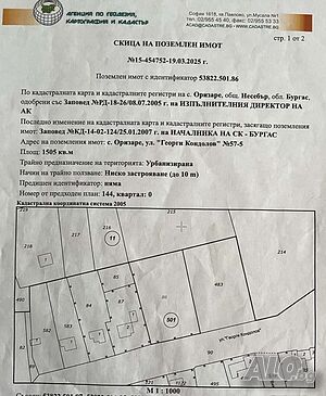 Продава УПИ 1505 кв.м с ток и вода - с. Оризаре, общ. Несебър Sale 1505 sq. m. Regulated (RLE) With electricity Water pipe | Land for development, Investment projects | Orizare